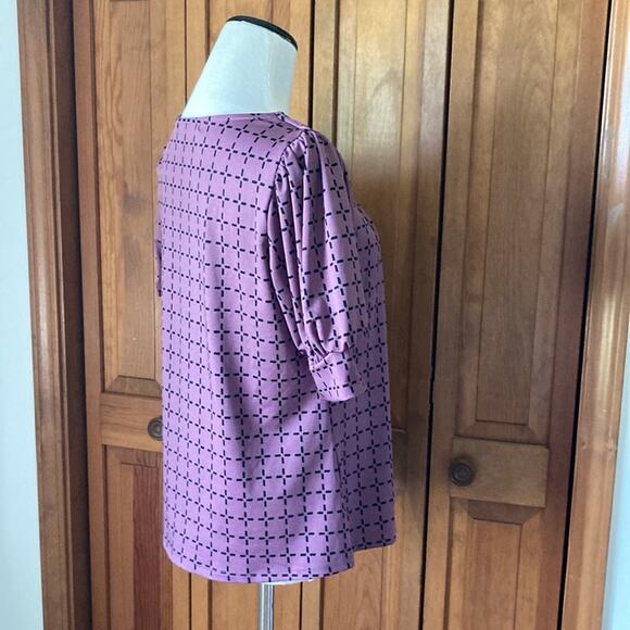 Notations Purple & Black Print Pullover Top, Size MP - Picture 3 of 12